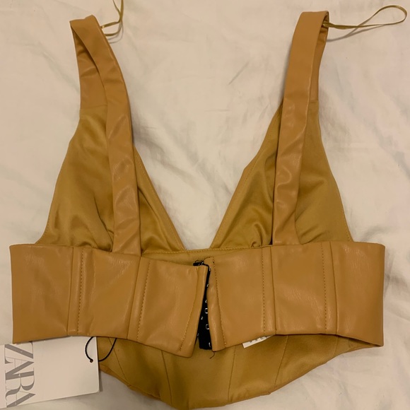 Zara - Faux Leather Crop Top - Size Small - Picture 2 of 2